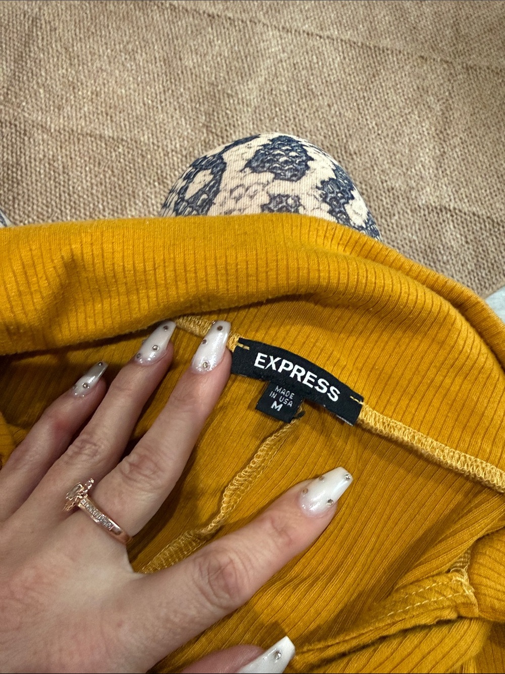 Express Mustard Ruched Drawstring Polo Crop Top - Picture 2 of 3